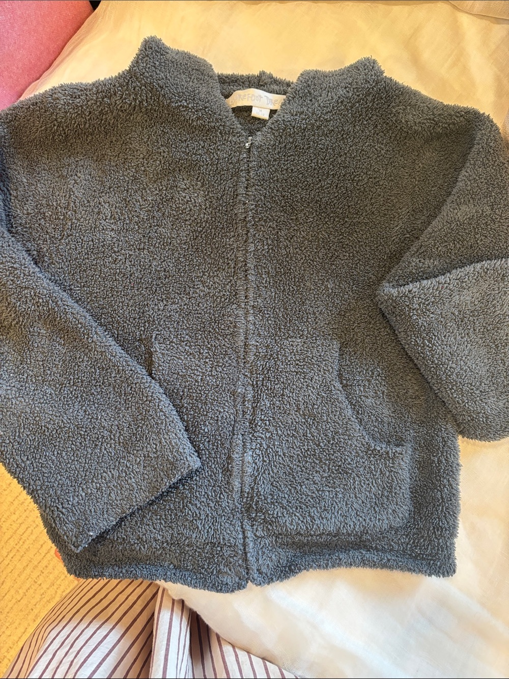Barefoot Dreams Plush Zip-Front Robe Jacket - Slate Gray